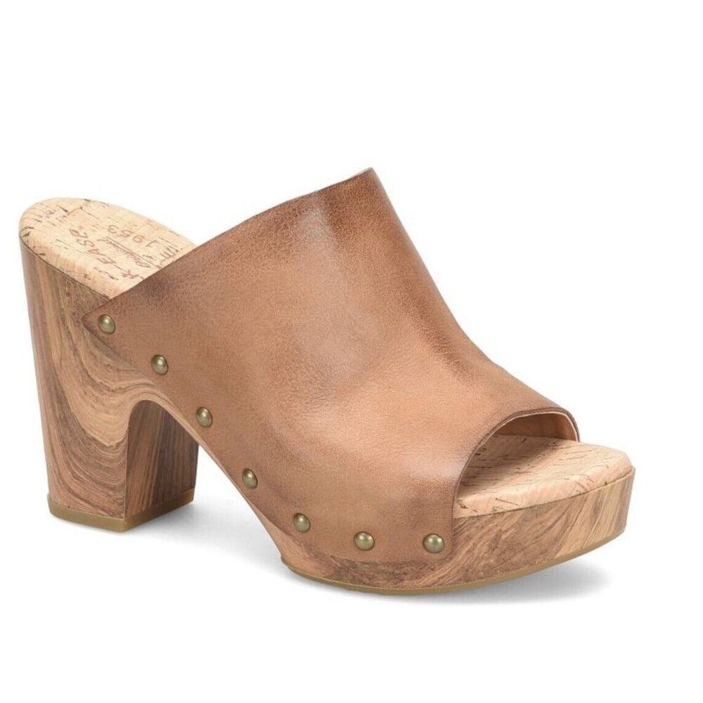 KORK-EASE Danika Cassia Leather Studded Platform Clog Sandal in Brown Terra 11